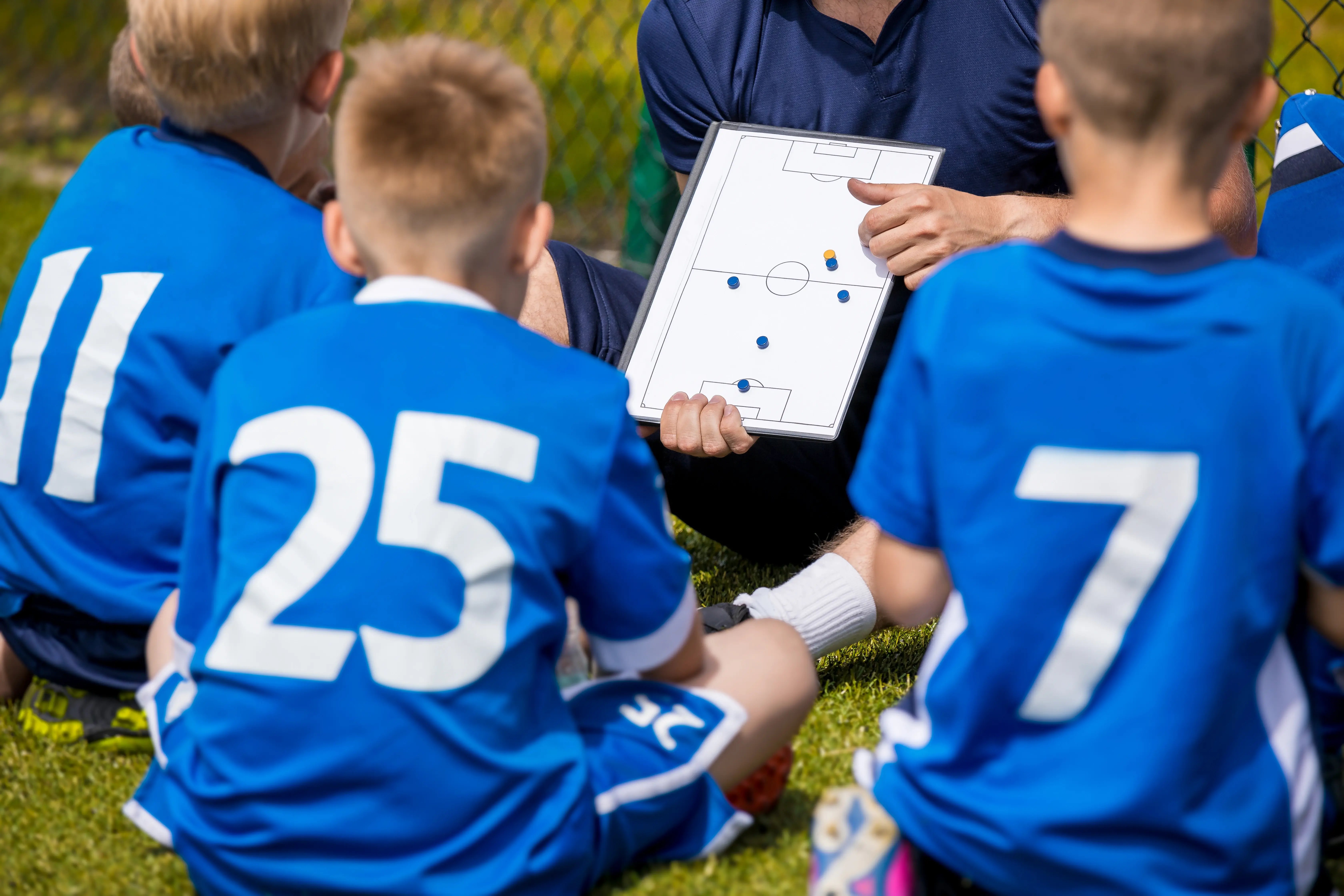 Football team discussing strategy