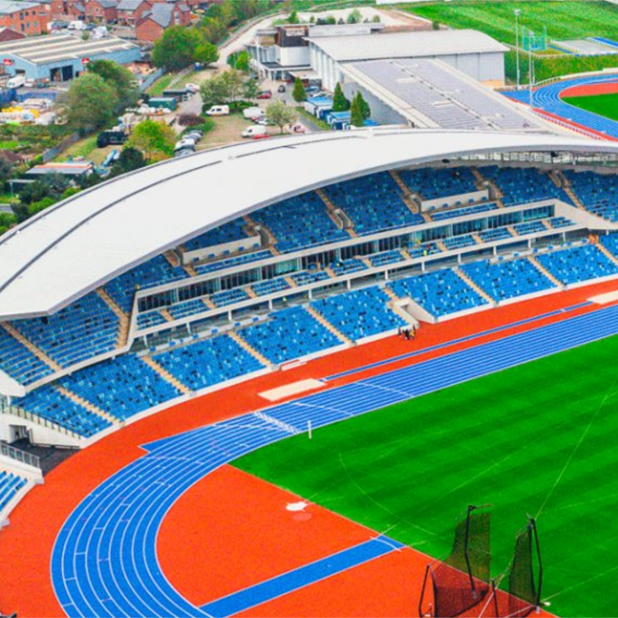 A stadium with a track